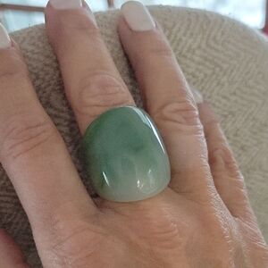 LIGHT SMOKEY JADE Metal-Free Contoured Dome Ring